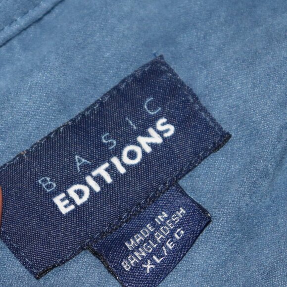 Men's Blue Microsuede long sleeve button-down shirt by Basic Edition Size XL - Picture 3 of 4